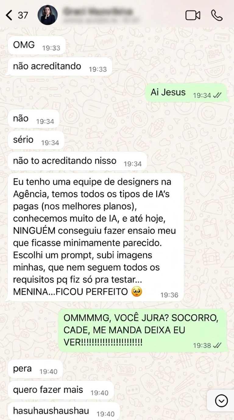 Print real de reação de cliente ao receber as fotos